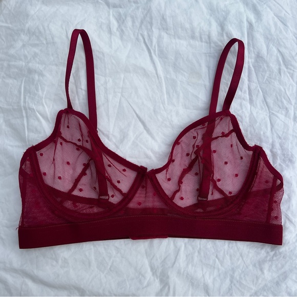 Knotty Knickers The Blushing Rose Sheer Polkadot Bralette, M - Picture 6 of 12